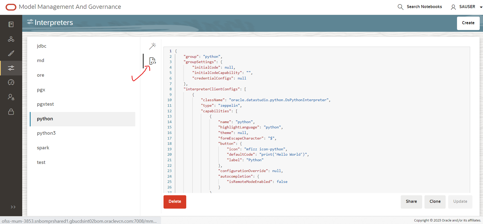 This image displays the JSON Config View.