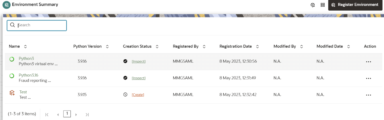 This image displays the Environment Summary page. This image displays the Environment Summary page.