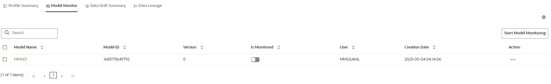 This image displays the Mode Monitor page.