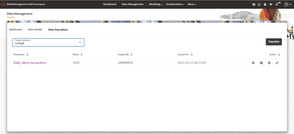 This image displays the Data Population List. This image displays the Data Population List.
