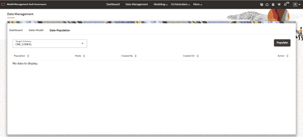 This image displays the Data Population Sub-tab.