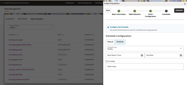 This image displays the Schedule Weekly options.