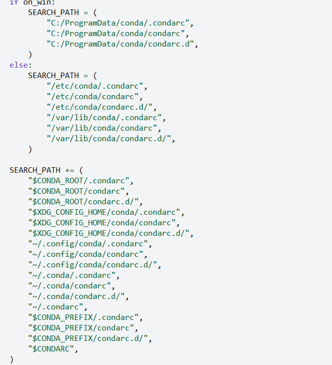 This image displays the .Condarc file. This image displays the .Condarc file.