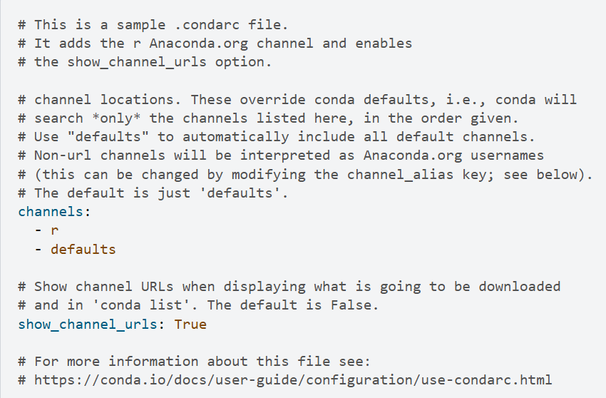 This image displays the sample.condarc file. This image displays the sample.condarc file.