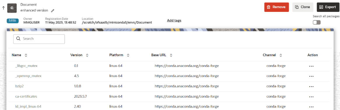 This image displays the Conda environment details.