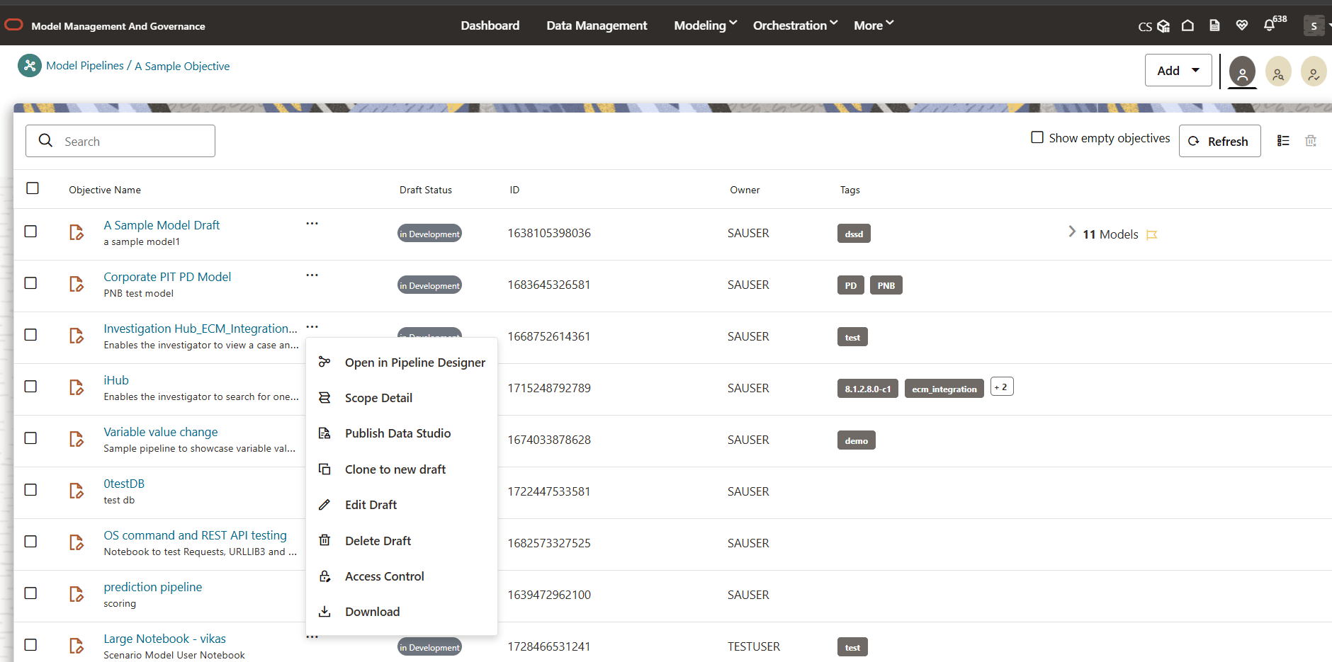 This image displays the Dropdown under Hierarchial View.