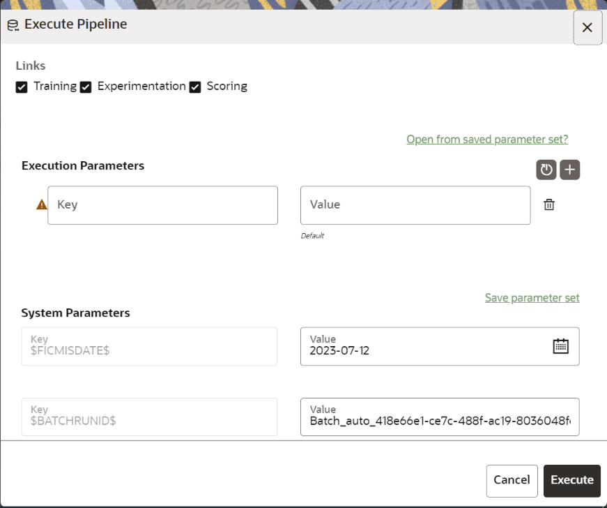 This image displays the Execute Pipeline.