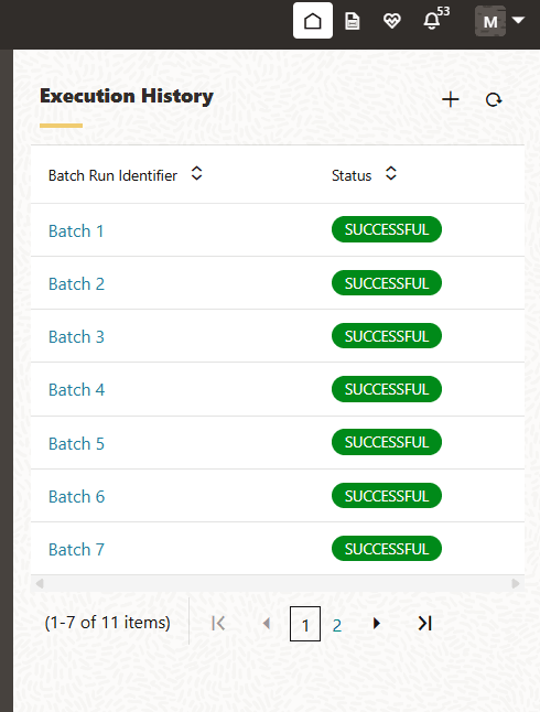 This image displays the Execution History column.