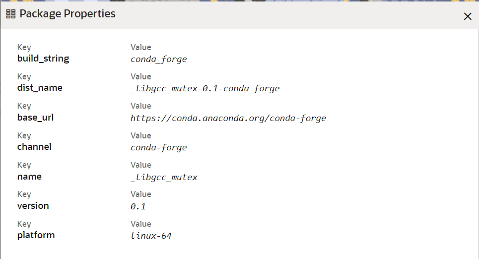 This image displays the Package Properties.