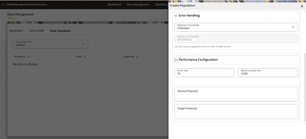 This image displays the Performance Configuration.