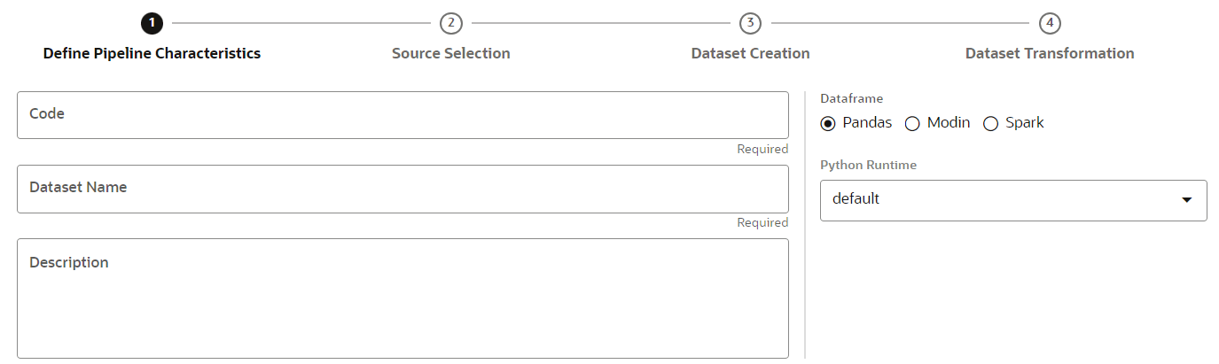 This image displays the Dataset Creation window.