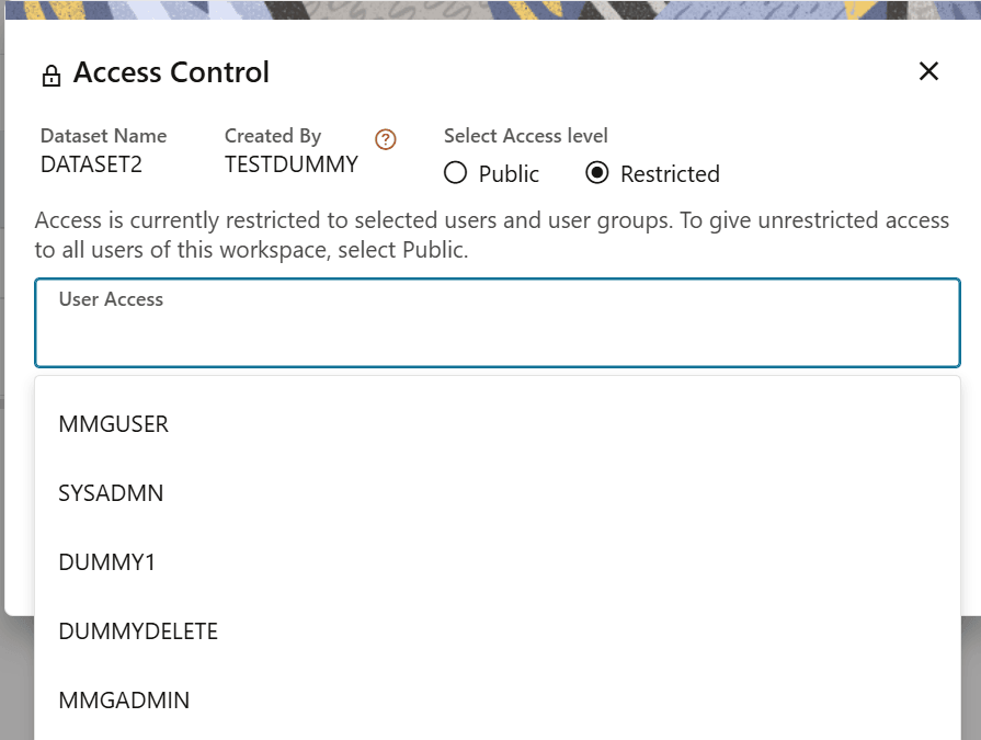 This image displays the Access Control User Access.