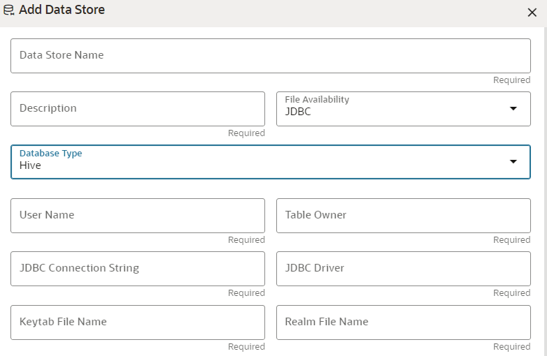 This image displays the Add Data Source with Hive Database.
