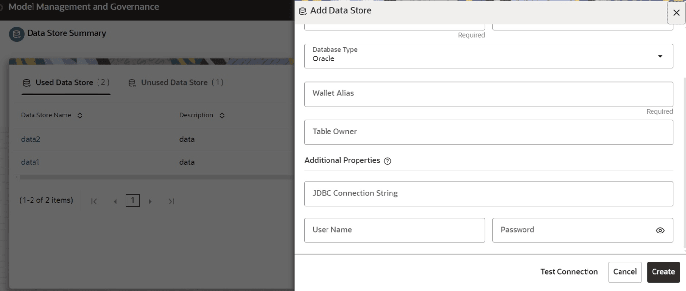 This image displays the Add Data Store. This image displays the Add Data Store.
