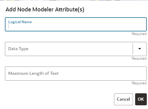 This image displays the Add Node Modeler Attribute(s) screen. This image displays the Add Node Modeler Attribute(s) screen.