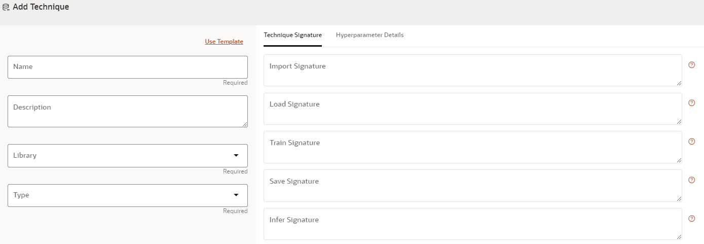This image displays the Add Technique page. This image displays the Add Technique page.