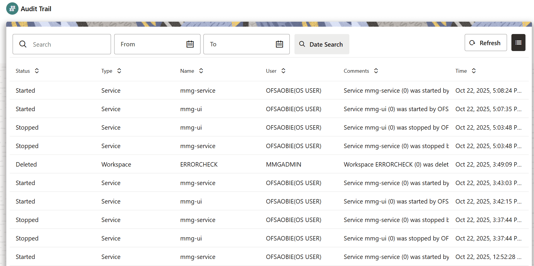 The Audit Trail Page The Audit Trail Page