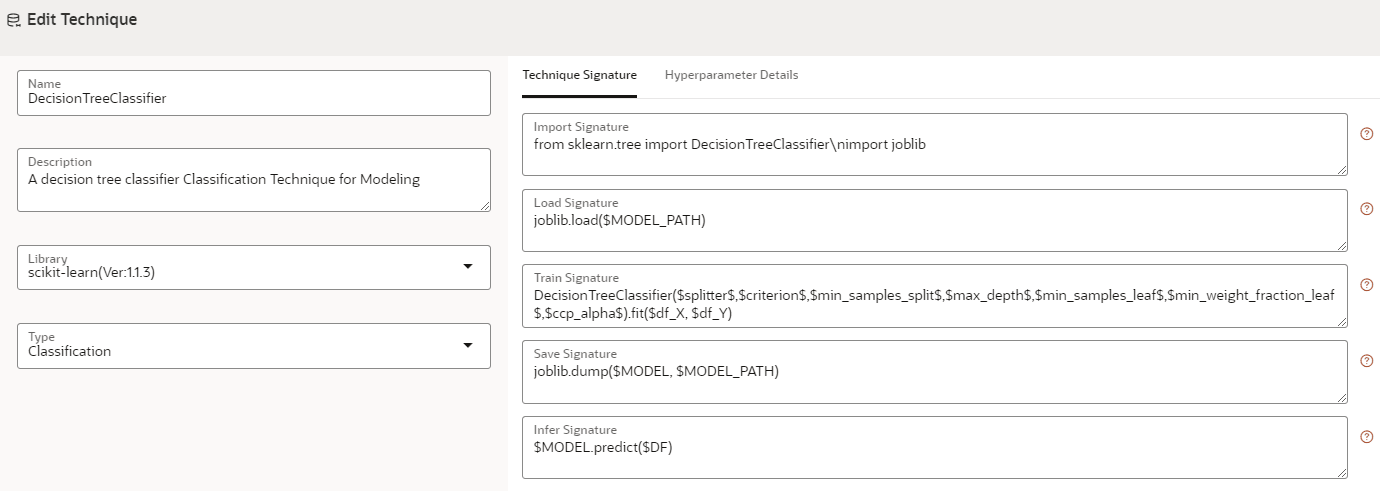 This image displays the Edit Technique screen.