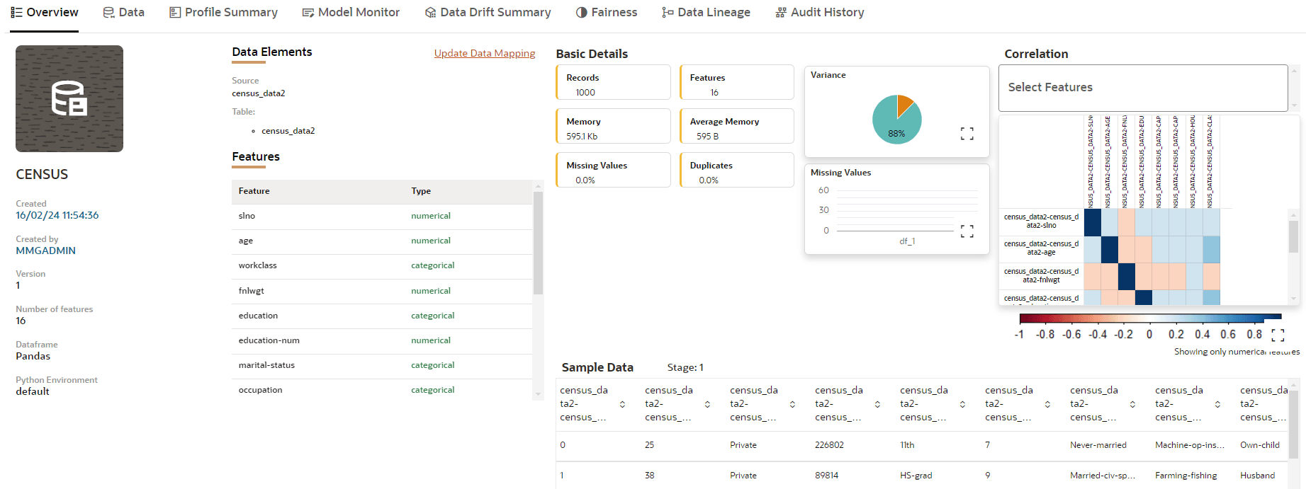 This image displays the Dataset Details screen.
