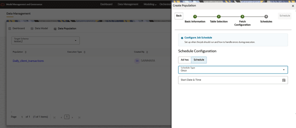 This image displays the Schedule Once options. This image displays the Schedule Once options.