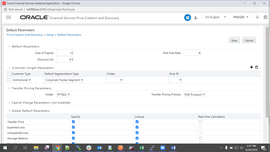 Defualt Parameters when FTP is enabled.