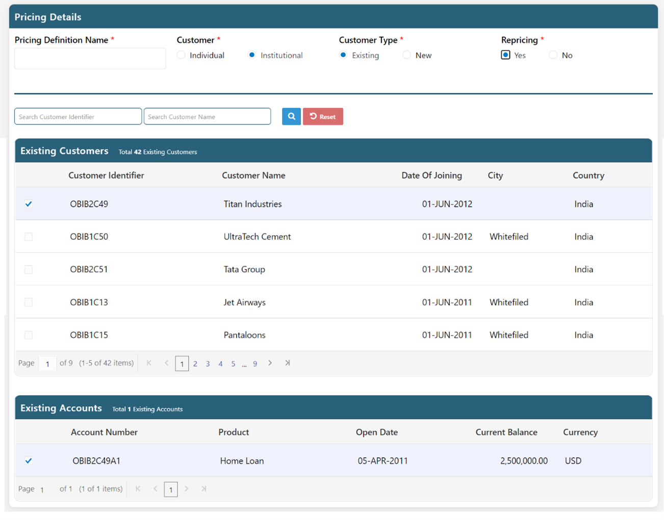 Customer Details (Existing)