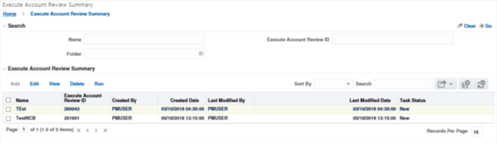 Execute Account Review Summary