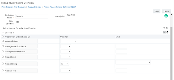 Pricing Review Criteria Definition Pricing Review Criteria Definition