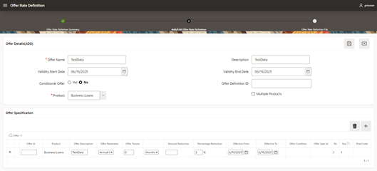 Add/Edit Offer Rate Definition Add/Edit Offer Rate Definition