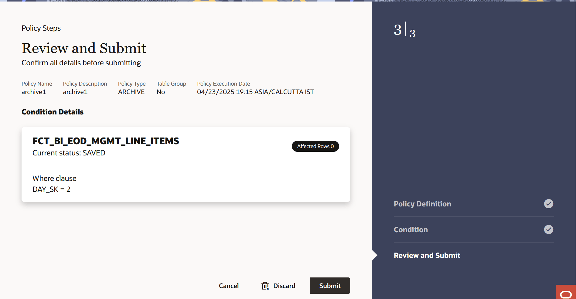 Preview and Submit section