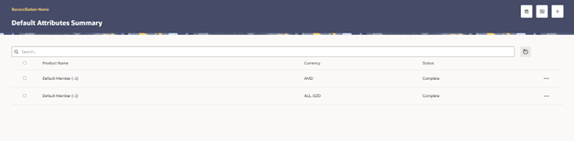The Default Attributes Summary screen displays the default attributes for various Product-Currency combinations. The Default Attributes Summary screen displays the default attributes for various Product-Currency combinations.