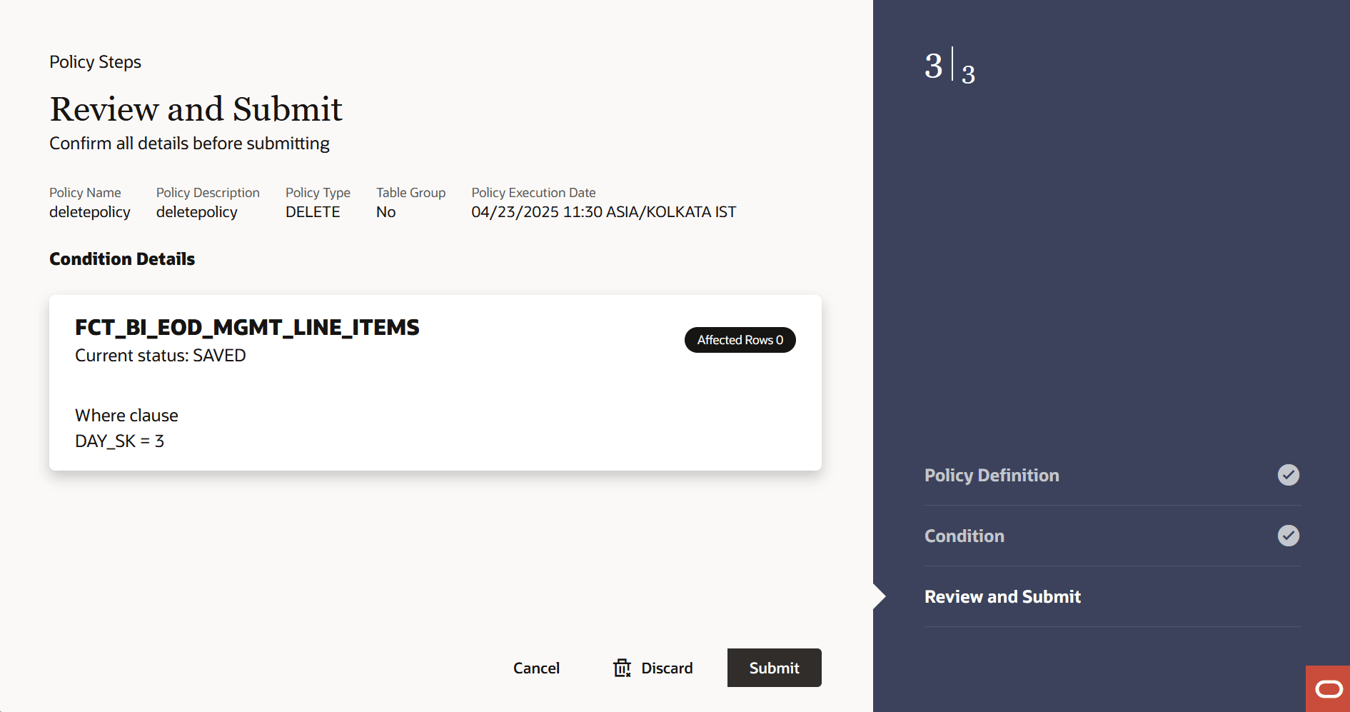 Preview and Submit section