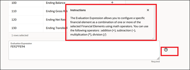 Evaluation Expression Help button Evaluation Expression Help button