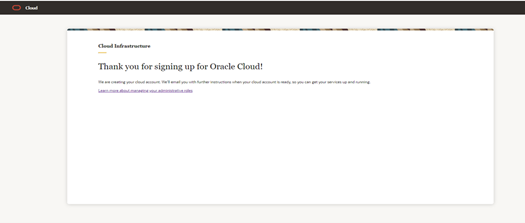 Oracle Cloud Creation Confirmation Screen Oracle Cloud Creation Confirmation Screen