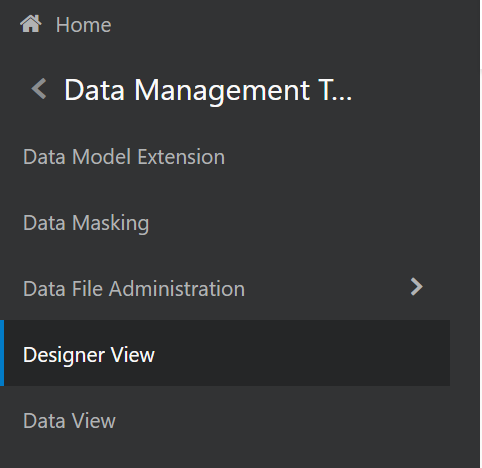 This image displays the Data Management Navigation pane.