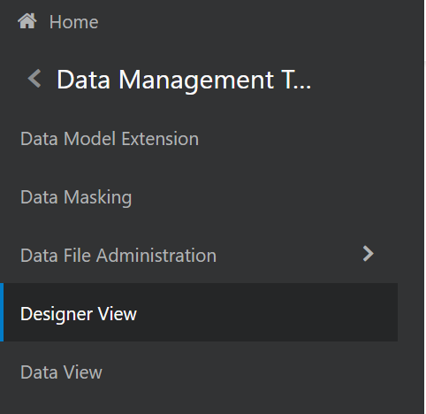 This image displays the Data Management Navigation pane. This image displays the Data Management Navigation pane.