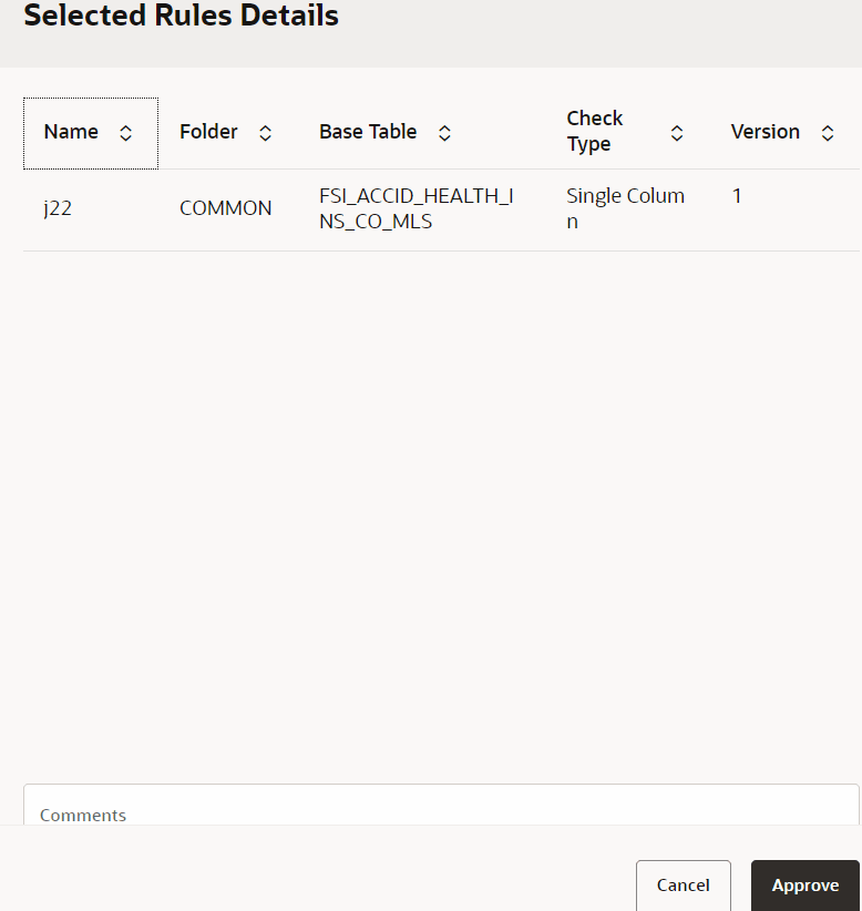 This image displays the Selected Rules Details Form Layout.