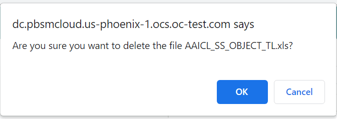This image displays the Popup confirmation box for Delete. This image displays the Popup confirmation box for Delete.