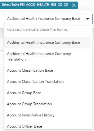 This image displays the Table Name Dropdown. This image displays the Table Name Dropdown.