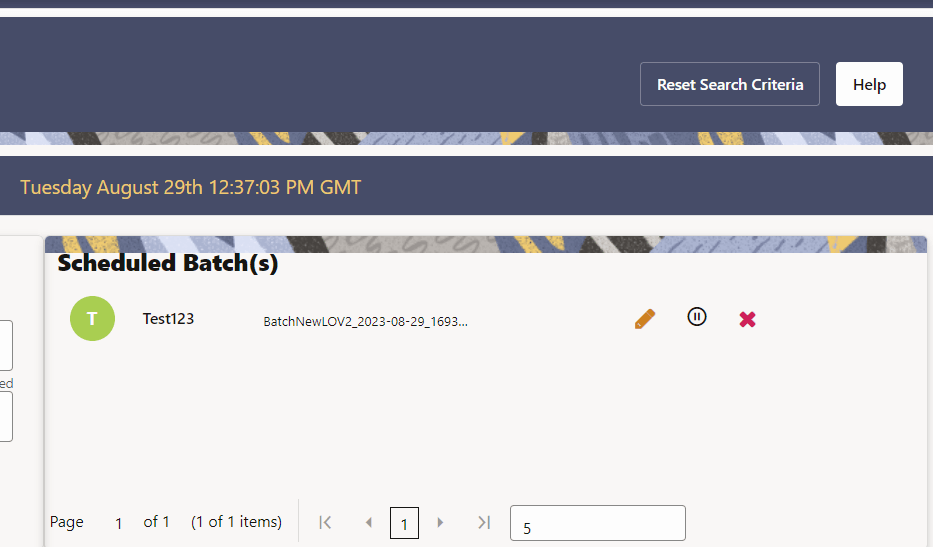 This image displays the Scheduled Batch Layout. This image displays the Scheduled Batch Layout.
