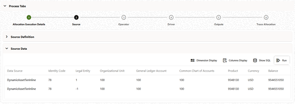 The Source Data view-only screen also offers an inline report of the Source data generated by the Allocation Rule at the time that it was run, and enables the user the ability to trace the sources of the data that fed into the current allocation. The Source Data view-only screen also offers an inline report of the Source data generated by the Allocation Rule at the time that it was run, and enables the user the ability to trace the sources of the data that fed into the current allocation.