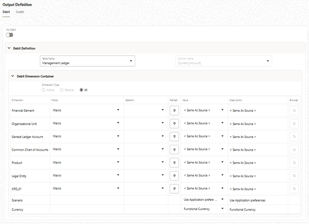 The Outputs Process Tab allows you to specify where the outputs of an Allocation Rule are written. When the output generates to the Management Ledger Table, the allocation engine creates Management Ledger debits and/or credits. When the output generates to Instrument or Transaction Summary Tables, the Allocation Engine updates Target Columns. The Outputs Process Tab allows you to specify where the outputs of an Allocation Rule are written. When the output generates to the Management Ledger Table, the allocation engine creates Management Ledger debits and/or credits. When the output generates to Instrument or Transaction Summary Tables, the Allocation Engine updates Target Columns.