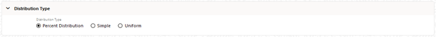 This Pane lets you to select the Simple, Percent Distribution, or Uniform Distribution Method for a Dynamic Driver Allocation. By default, the Distribution Type is selected as Percent Distribution. This Pane lets you to select the Simple, Percent Distribution, or Uniform Distribution Method for a Dynamic Driver Allocation. By default, the Distribution Type is selected as Percent Distribution.