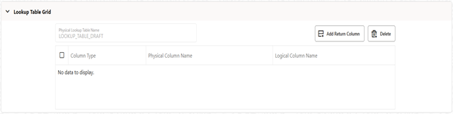 The pane displays the physical database table name at the top of the grid.