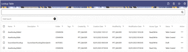 summary screen is displayed showing a set of Lookup Table rules.