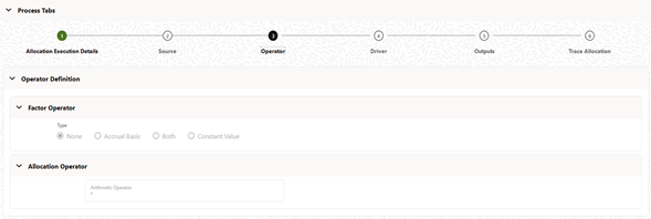 The Operator tab displays the Allocation's Operator specification at the time the rule was run.