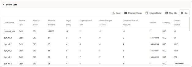 The Source Data view-only screen also offers an inline report of the Source data generated by the Allocation Rule at the time that it was run, and enables the user the ability to trace the sources of the data that fed into the current allocation.