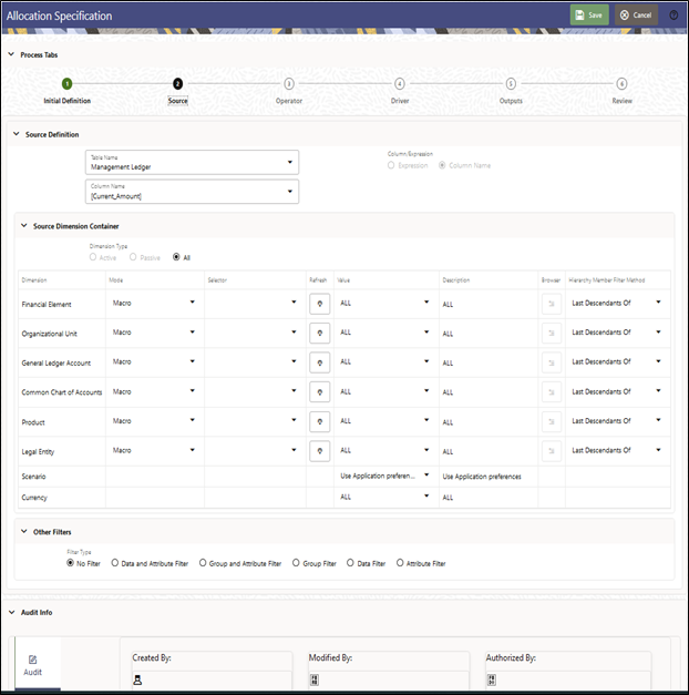 This screen displays the rule types for all other rule types except the Constant type.