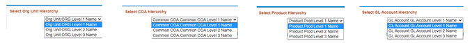 This screenshot displays the four available selections for the aforementioned hierarchies.