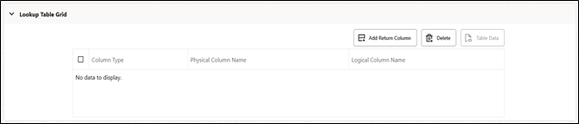 The pane displays the physical database table name at the top of the grid.